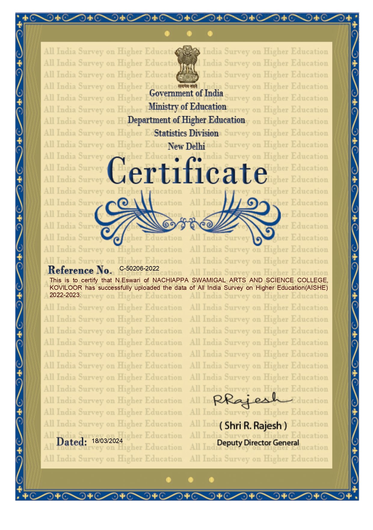 Certificate 2022